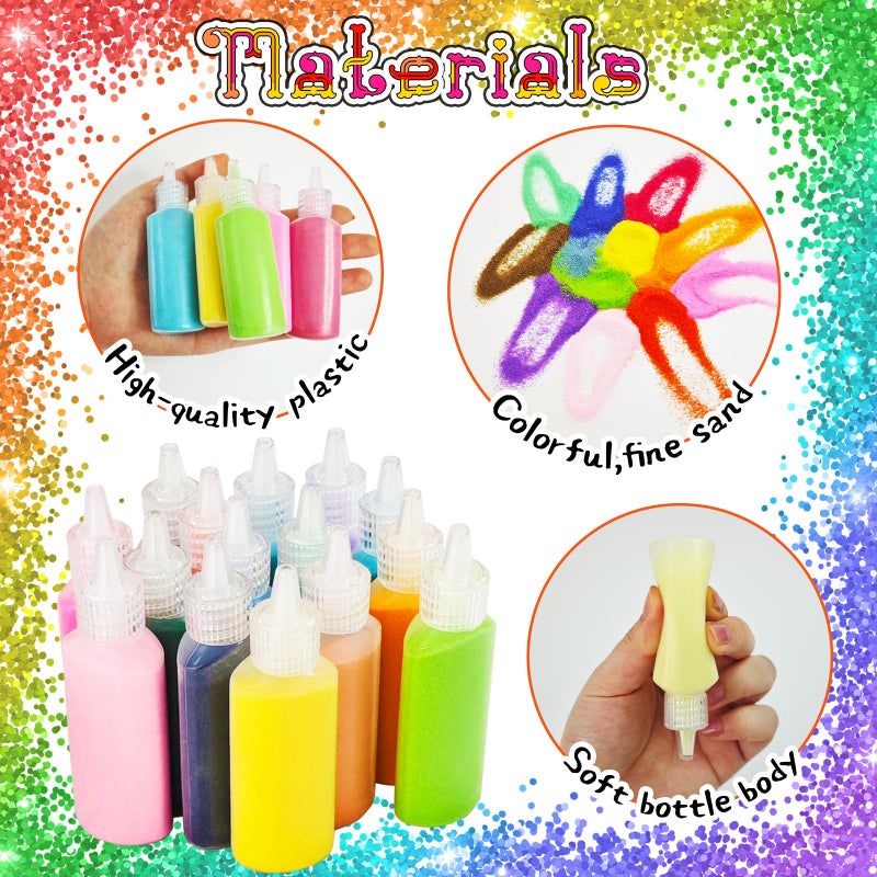 Panxxsen 12 PCS Art Sand,1.25oz Bottles DIY Arts and Crafts Kit,Scenic Sands for Arts & Crafts,Terrarium Sands Play DIY Drawing Sandbox Wedding Sand for Decorations and Crafty Collection Sand Bottles - Image 5